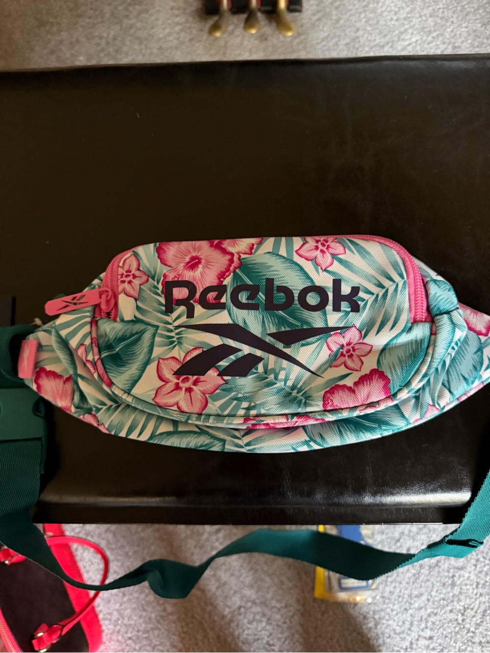 Reebok Tropical Floral Waist Pack in Teal & Pink